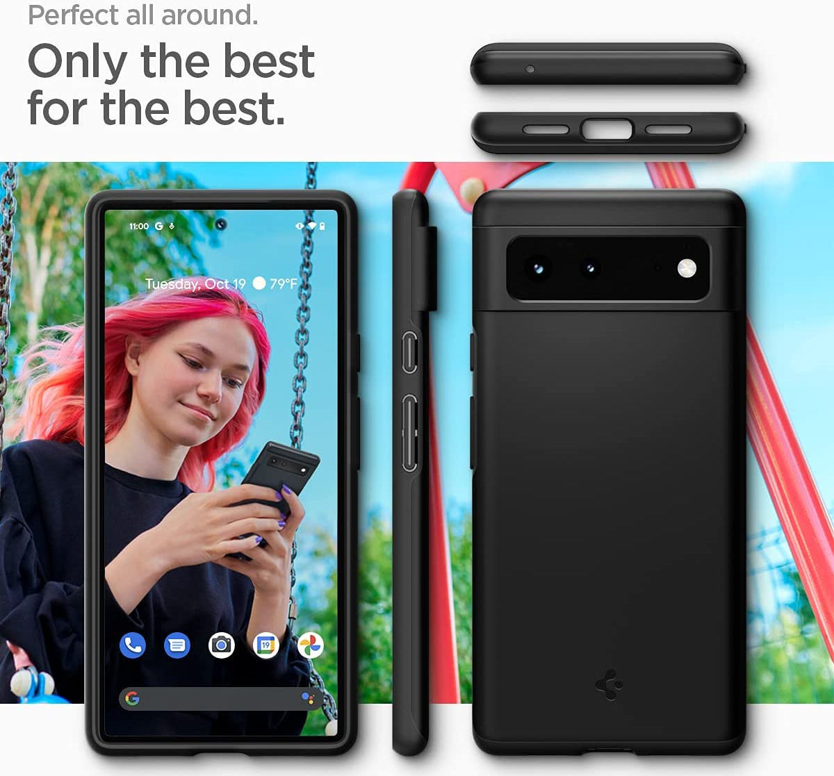 Spigen Thin Fit Google Pixel 6 Hoesje Back Cover Zwart afbeelding 7