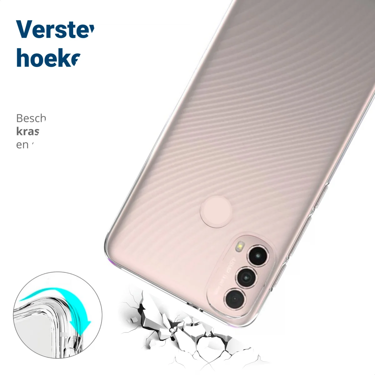 Motorola Moto E30/E40 Hoesje Schokbestendig TPU Back Cover Transparant afbeelding 2