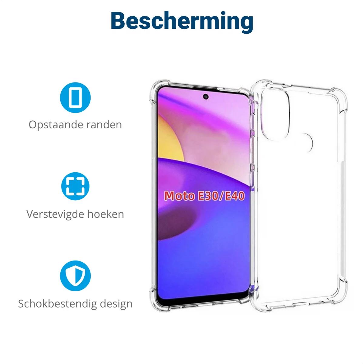 Motorola Moto E30/E40 Hoesje Schokbestendig TPU Back Cover Transparant afbeelding 4