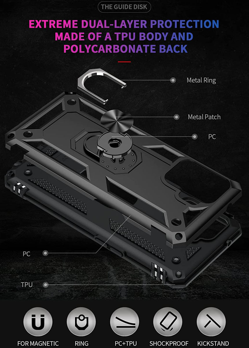 Oppo Reno5 Lite Hoesje Hybride Kickstand Back Cover Zwart afbeelding 4