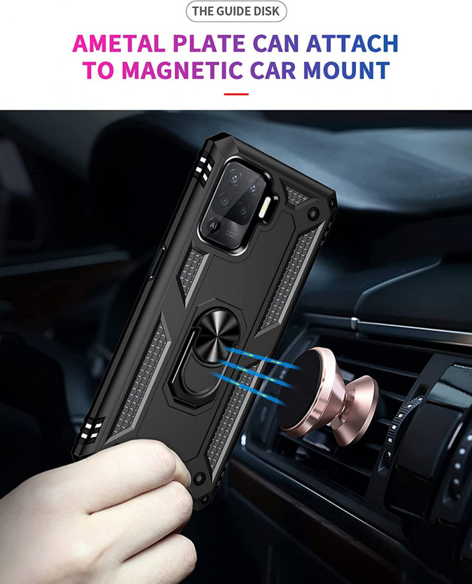 Oppo Reno5 Lite Hoesje Hybride Kickstand Back Cover Zwart afbeelding 5
