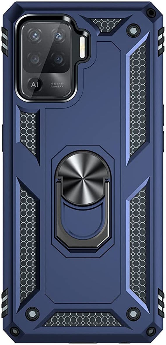 Oppo Reno5 Lite Hoesje Hybride Kickstand Back Cover Blauw afbeelding 1