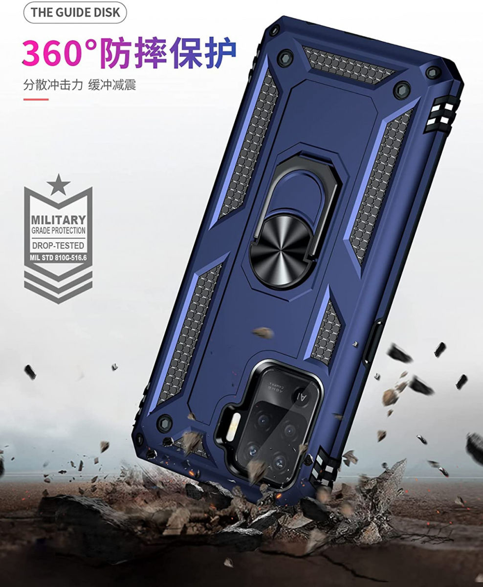Oppo Reno5 Lite Hoesje Hybride Kickstand Back Cover Blauw afbeelding 2