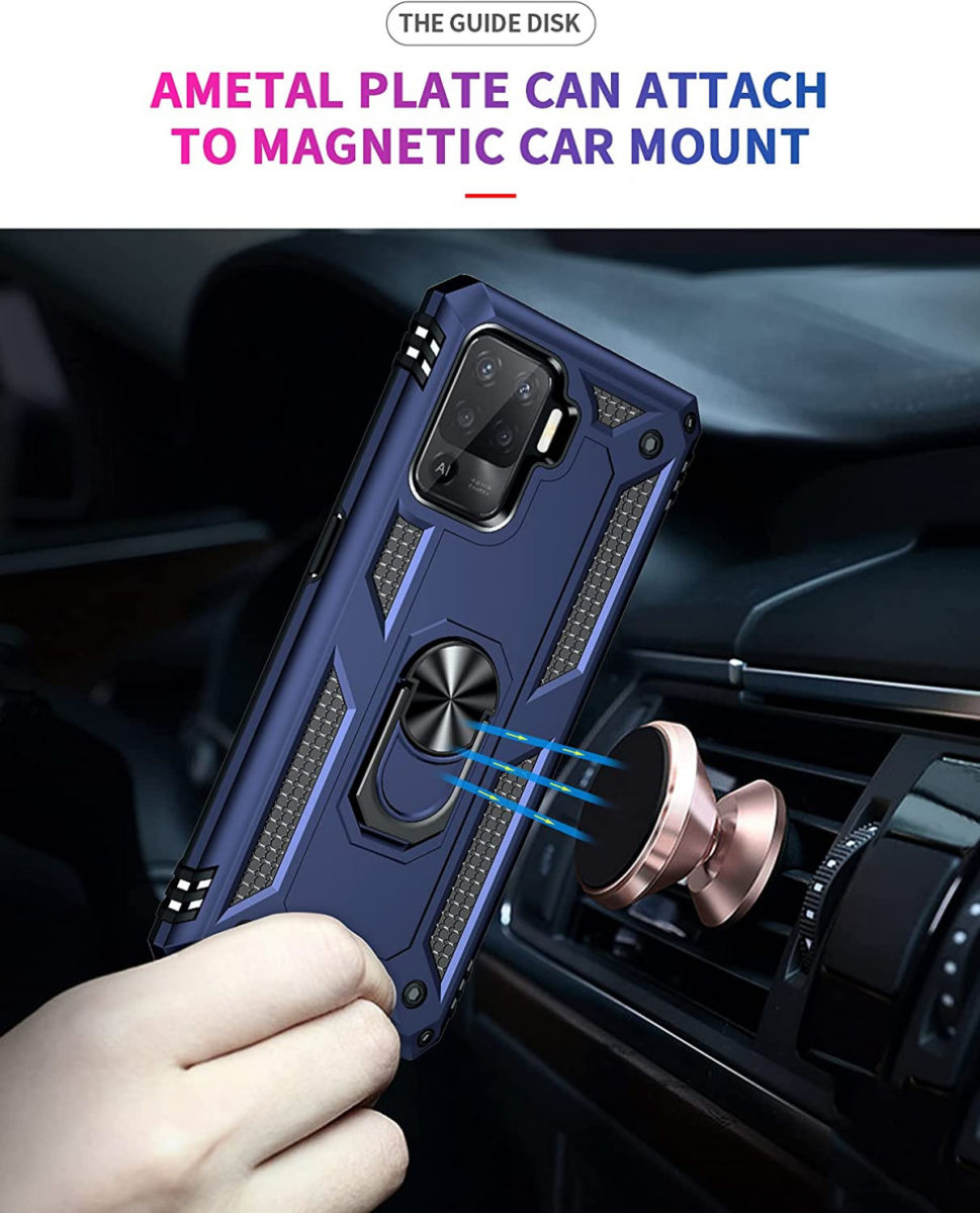 Oppo Reno5 Lite Hoesje Hybride Kickstand Back Cover Blauw afbeelding 3
