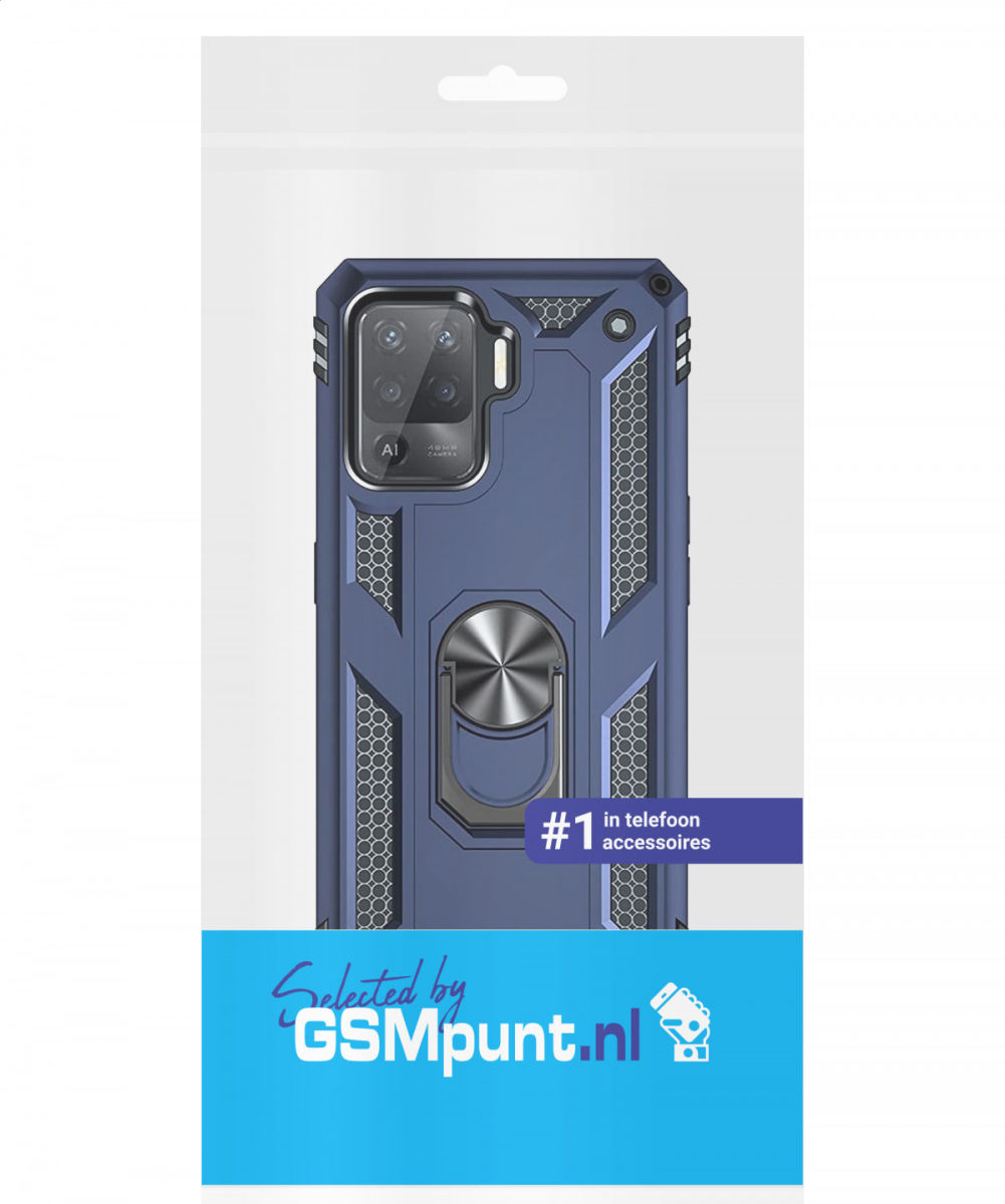 Oppo Reno5 Lite Hoesje Hybride Kickstand Back Cover Blauw afbeelding 6