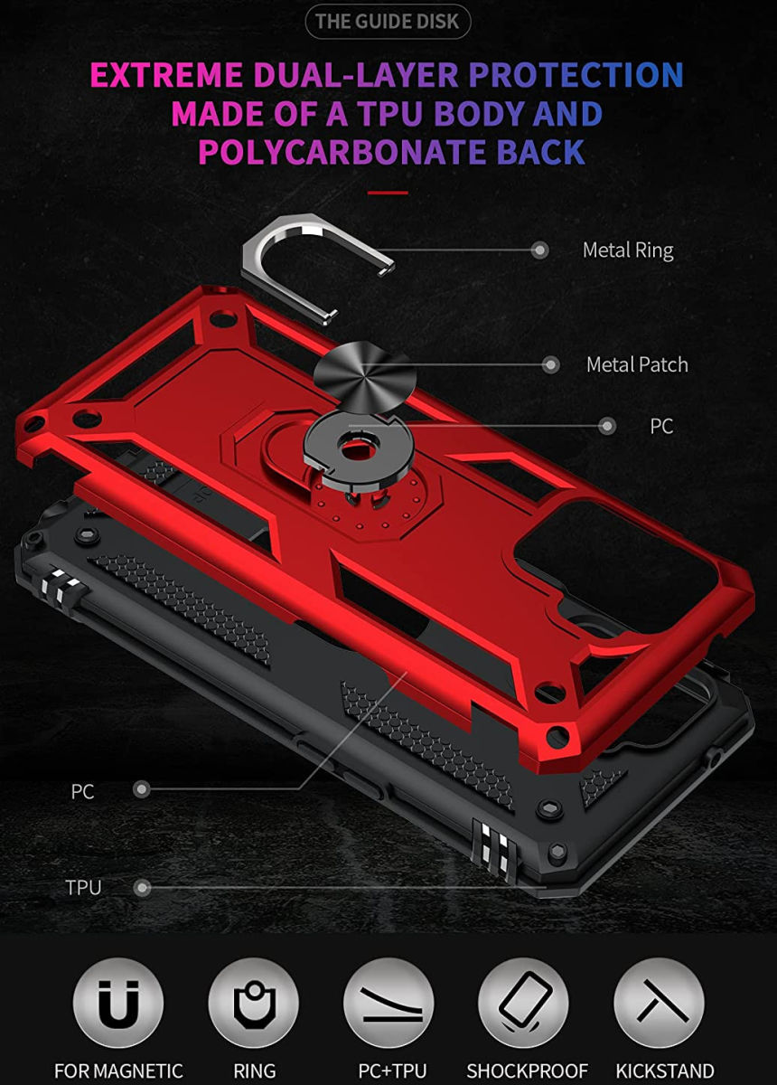 Oppo Reno5 Lite Hoesje Hybride Kickstand Back Cover Rood afbeelding 4