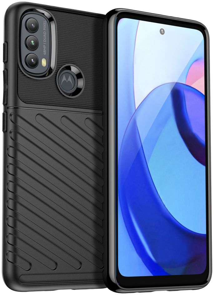 Motorola Moto E20/E30/E40 Hoesje TPU Thunder Design Back Cover Zwart afbeelding 1