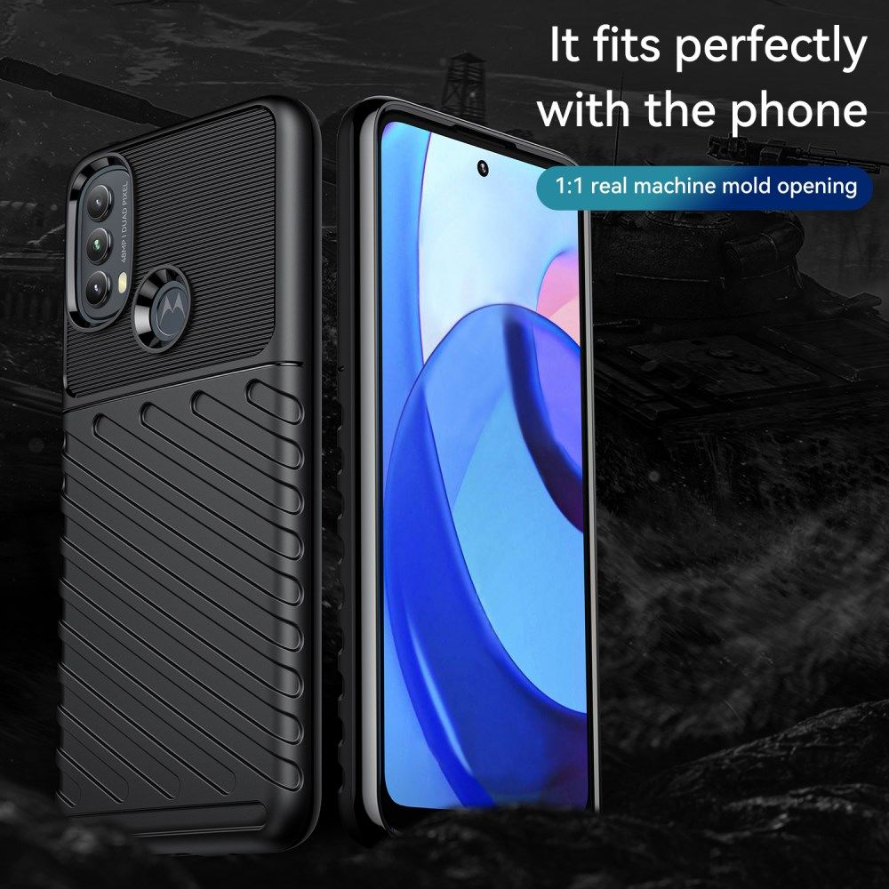 Motorola Moto E20/E30/E40 Hoesje TPU Thunder Design Back Cover Zwart afbeelding 4