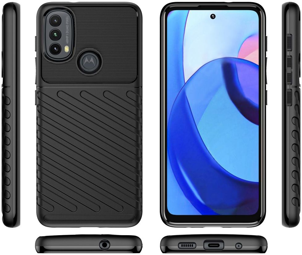 Motorola Moto E20/E30/E40 Hoesje TPU Thunder Design Back Cover Zwart afbeelding 8