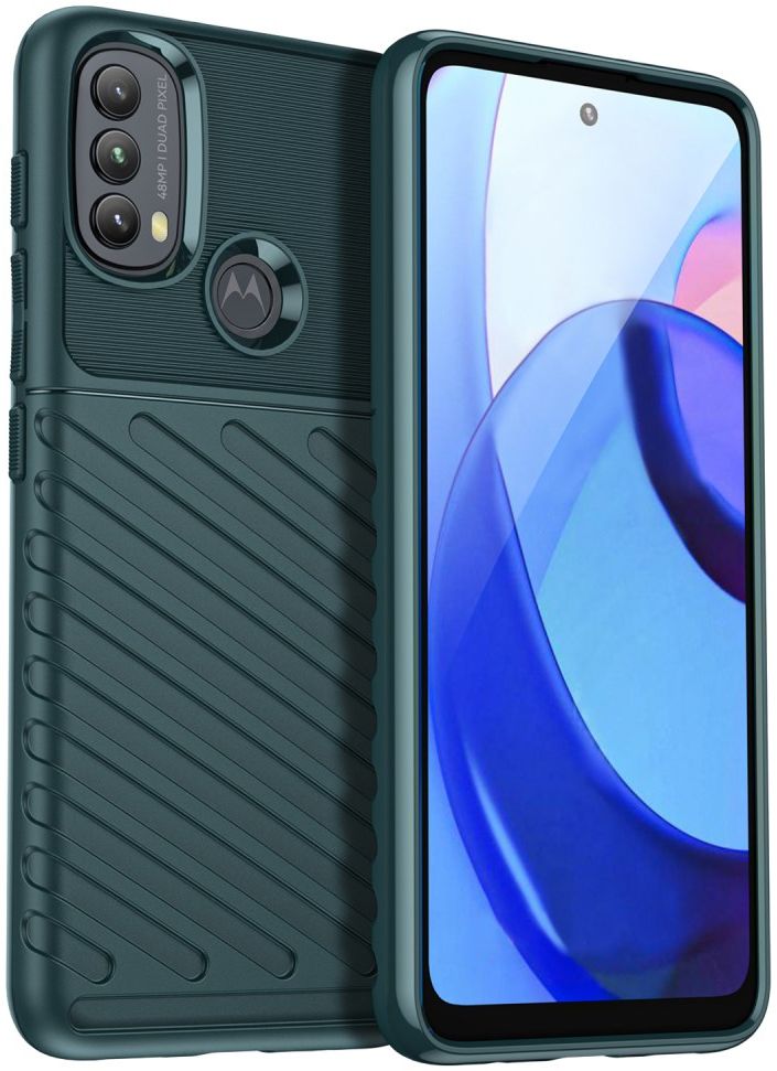 Motorola Moto E20/E30/E40 Hoesje TPU Thunder Design Back Cover Groen afbeelding 1