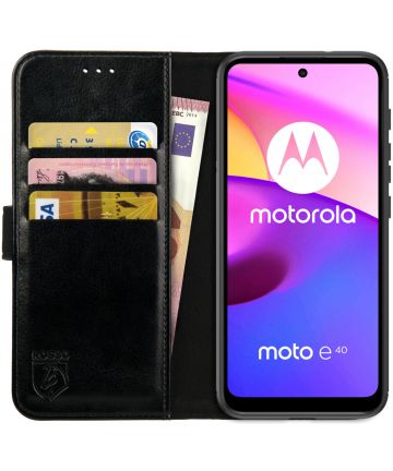 Rosso Element Motorola Moto E30/E40 Hoesje Book Cover Wallet Zwart Hoesjes
