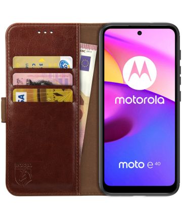 Rosso Element Motorola Moto E30/E40 Hoesje Book Cover Wallet Bruin Hoesjes