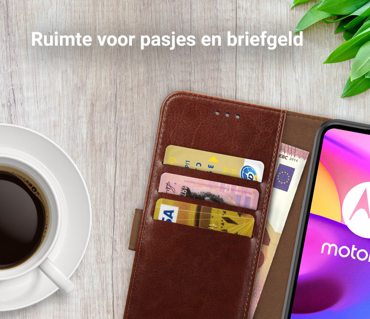 Rosso Element Motorola Moto E30/E40 Hoesje Book Cover Wallet Bruin afbeelding 5