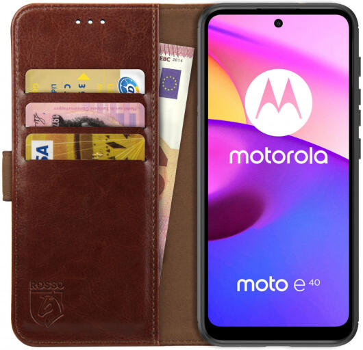 Rosso Element Motorola Moto E30/E40 Hoesje Book Cover Wallet Bruin afbeelding 1