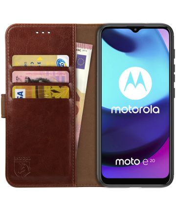 Rosso Element Motorola Moto E20 Hoesje Book Cover Wallet Bruin Hoesjes