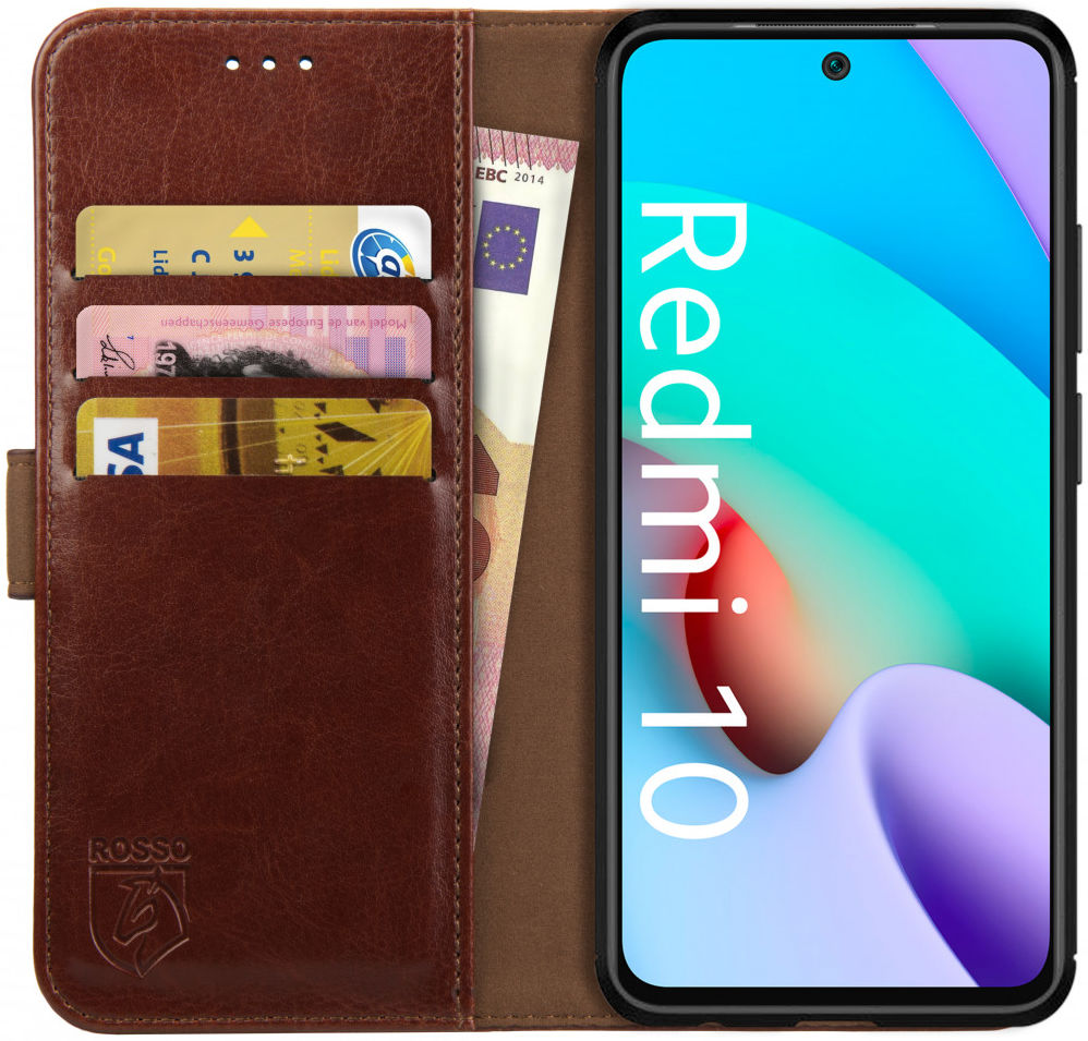 Rosso Element Xiaomi Redmi 10 Hoesje Book Cover Wallet Bruin afbeelding 1