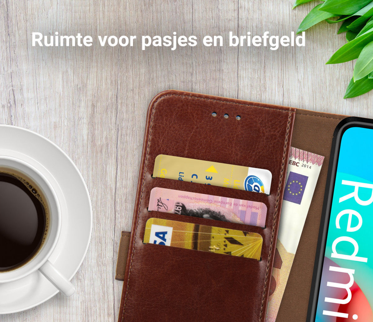 Rosso Element Xiaomi Redmi 10 Hoesje Book Cover Wallet Bruin afbeelding 5