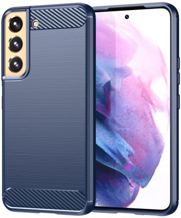 Samsung Galaxy S22 Hoesje Geborsteld TPU Back Cover Blauw Hoesjes