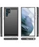 Samsung Galaxy S22 Ultra Hoesje Geborsteld TPU Back Cover Zwart