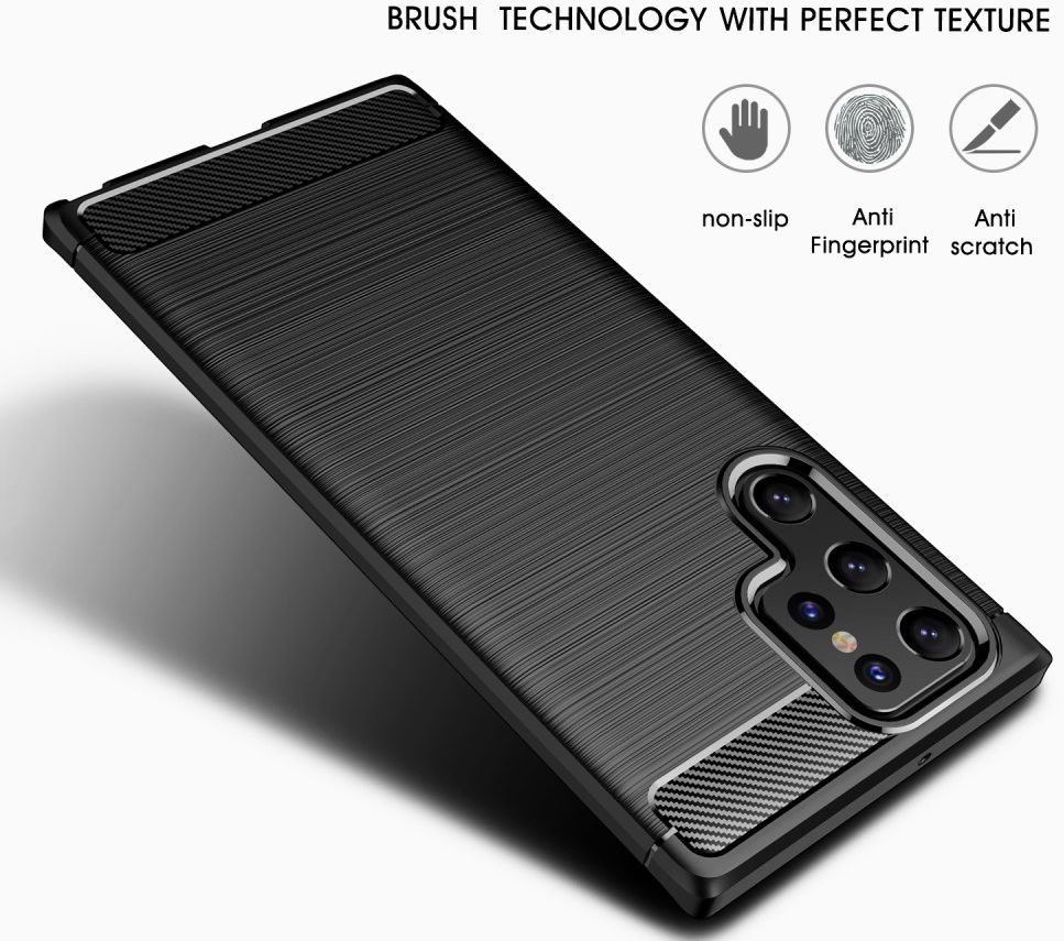Samsung Galaxy S22 Ultra Hoesje Geborsteld TPU Back Cover Zwart afbeelding 6