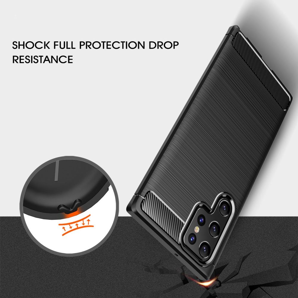 Samsung Galaxy S22 Ultra Hoesje Geborsteld TPU Back Cover Zwart afbeelding 5