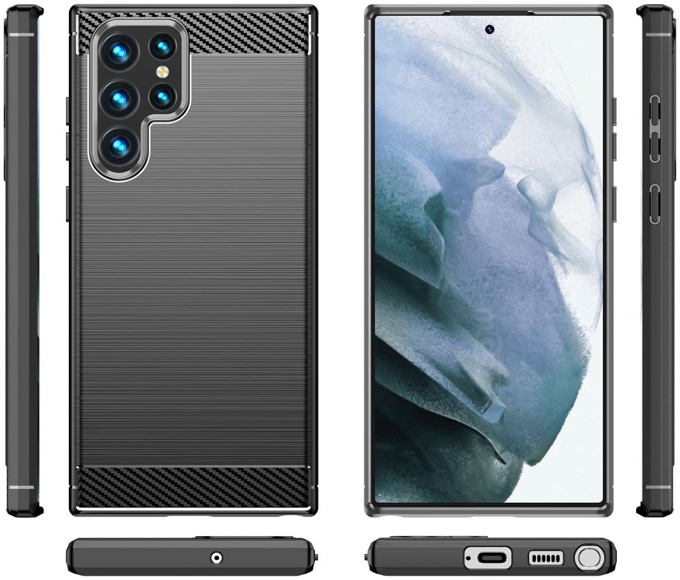 Samsung Galaxy S22 Ultra Hoesje Geborsteld TPU Back Cover Zwart afbeelding 14