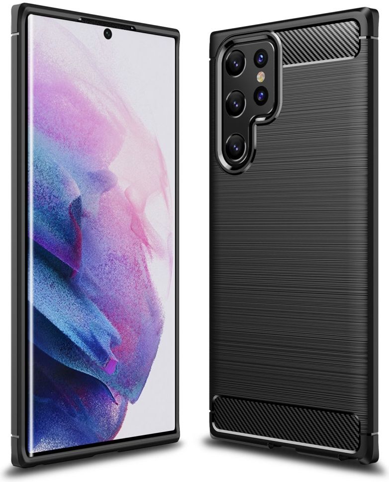 Samsung Galaxy S22 Ultra Hoesje Geborsteld TPU Back Cover Zwart afbeelding 4