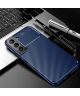 Samsung Galaxy S22 Hoesje Siliconen Carbon TPU Back Cover Blauw