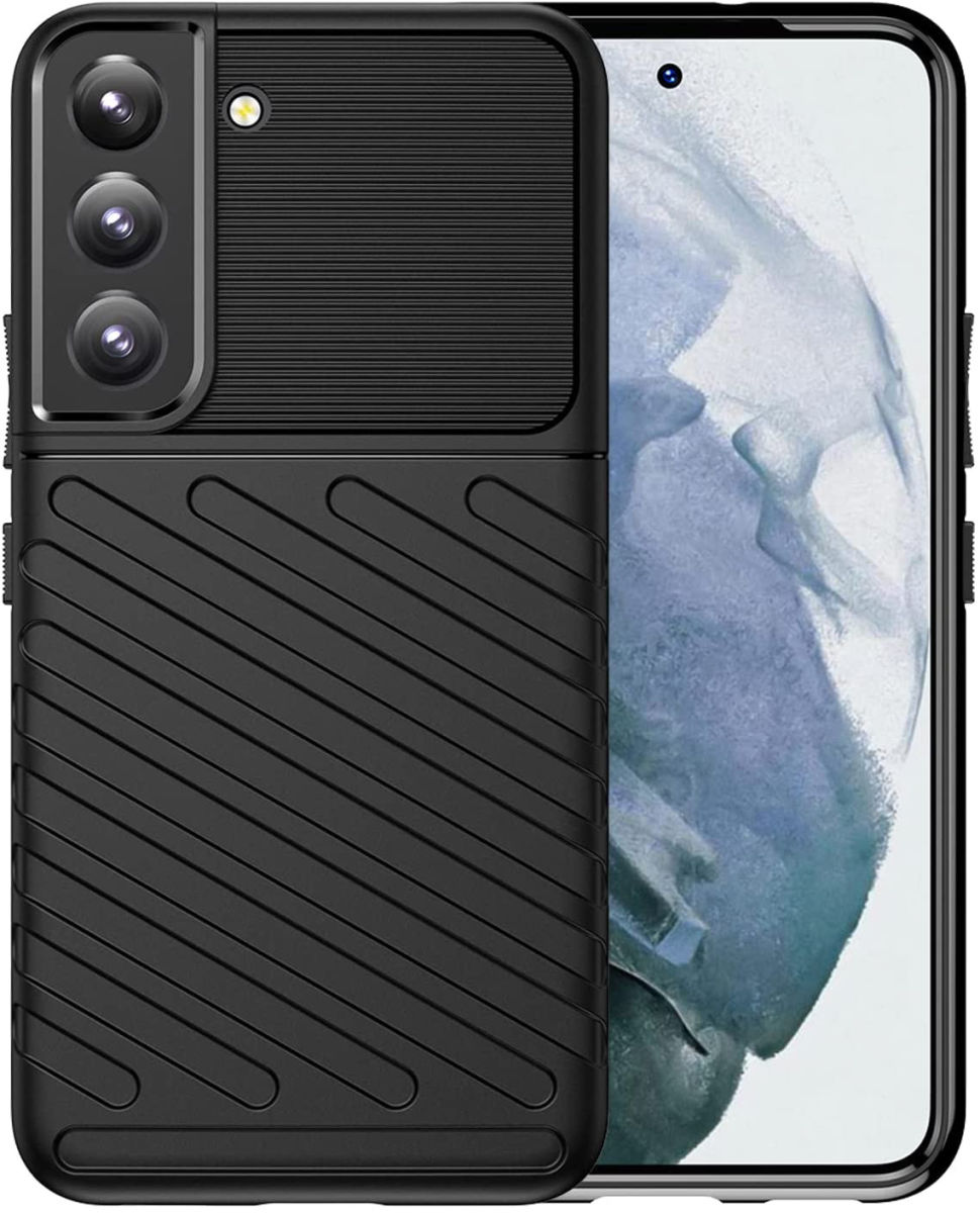 Samsung Galaxy S22 Hoesje TPU Thunder Design Back Cover Zwart afbeelding 1