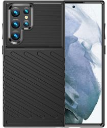 Samsung Galaxy S22 Ultra Hoesje TPU Thunder Design Back Cover Zwart