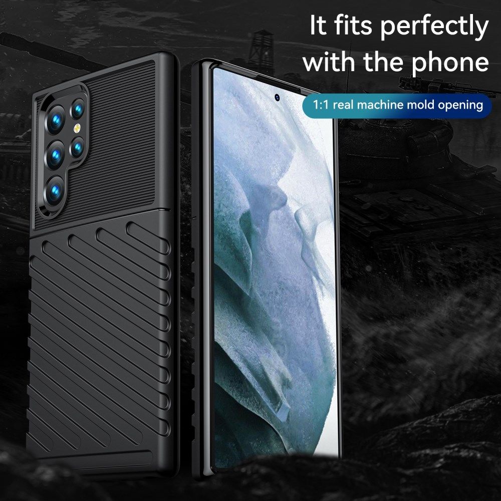 Samsung Galaxy S22 Ultra Hoesje TPU Thunder Design Back Cover Zwart afbeelding 6