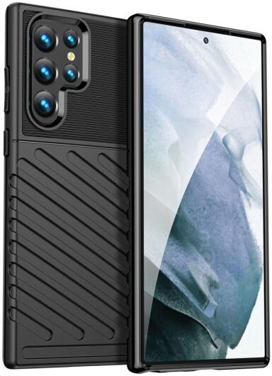 Samsung Galaxy S22 Ultra Hoesje TPU Thunder Design Back Cover Zwart afbeelding 2