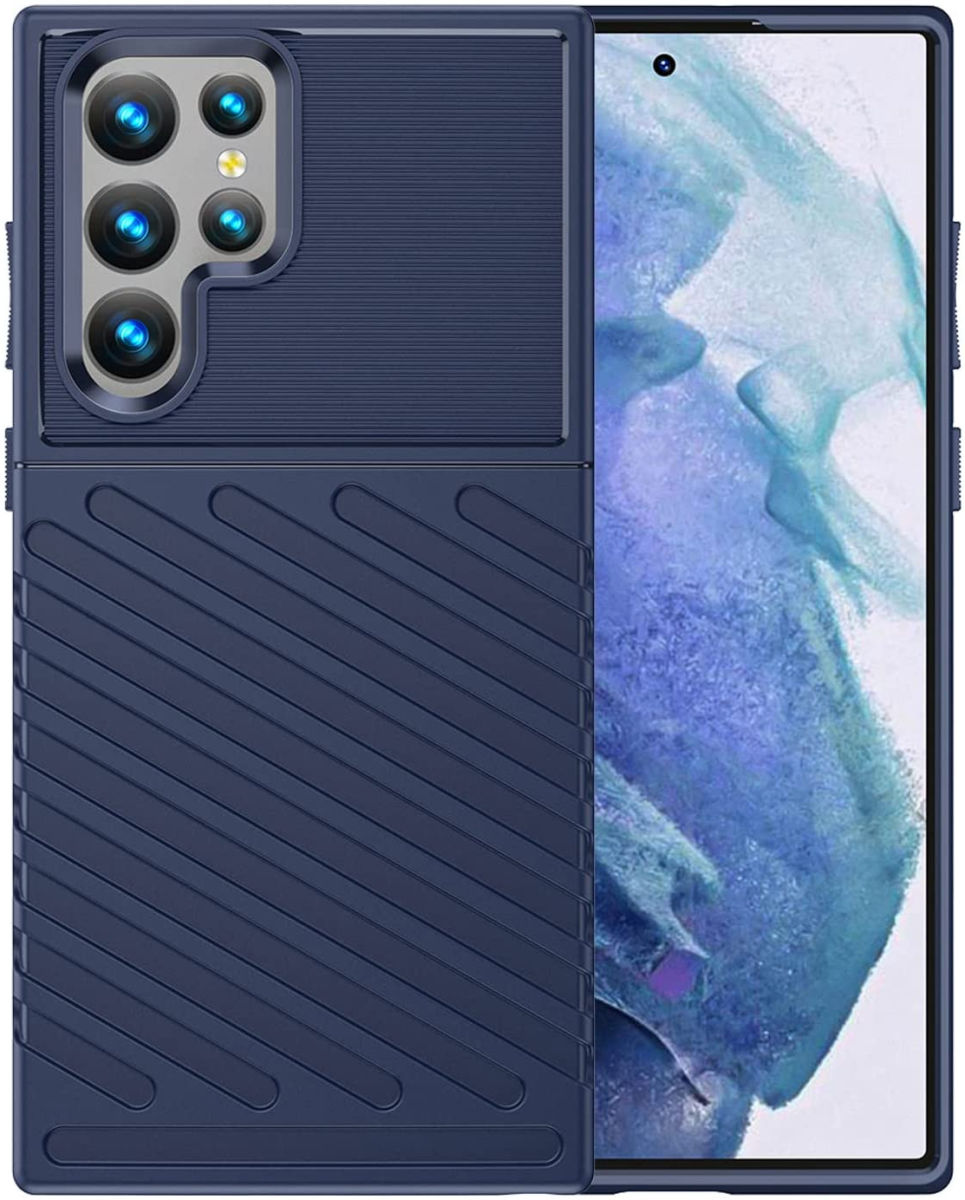 Samsung Galaxy S22 Ultra Hoesje TPU Thunder Design Back Cover Blauw afbeelding 1