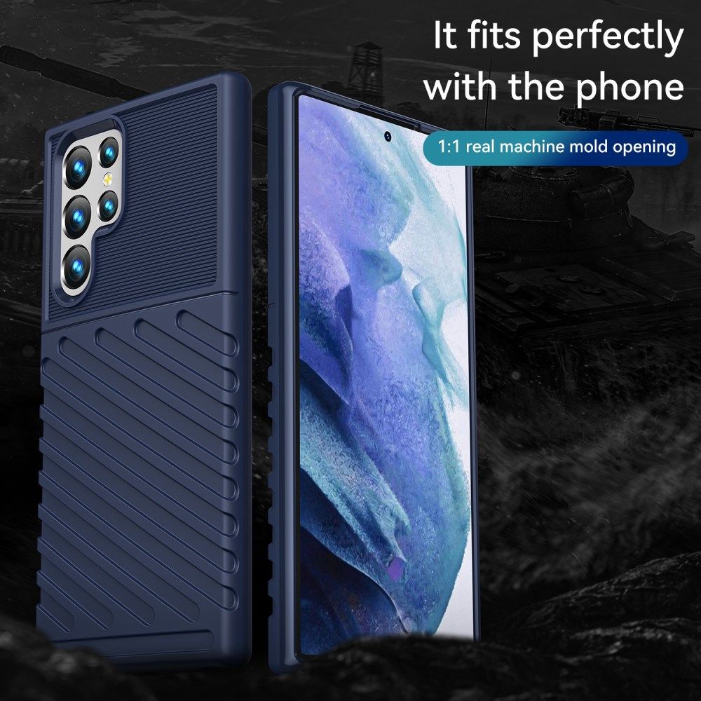 Samsung Galaxy S22 Ultra Hoesje TPU Thunder Design Back Cover Blauw afbeelding 6