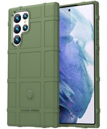 Samsung Galaxy S22 Ultra Hoesje Shock Proof Rugged Back Cover Groen