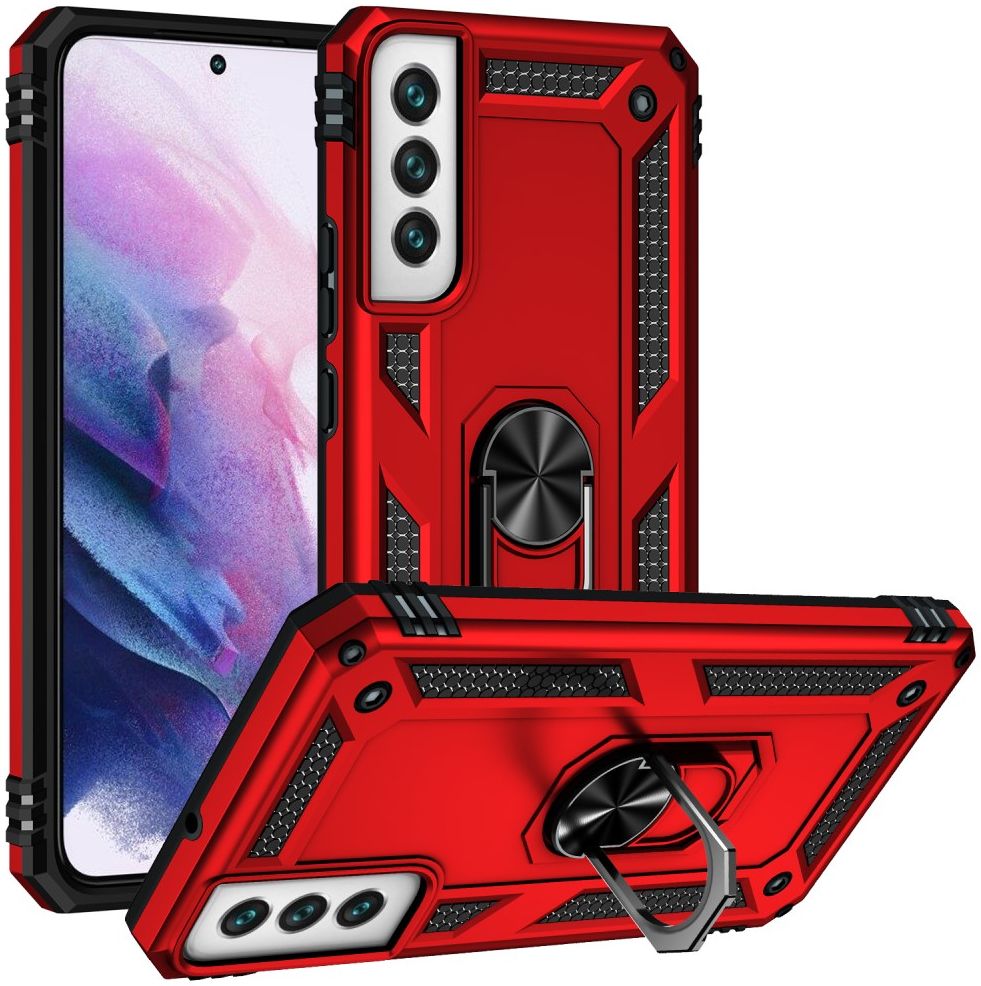 Samsung Galaxy S22 Hoesje Hybride Kickstand Back Cover Rood afbeelding 1