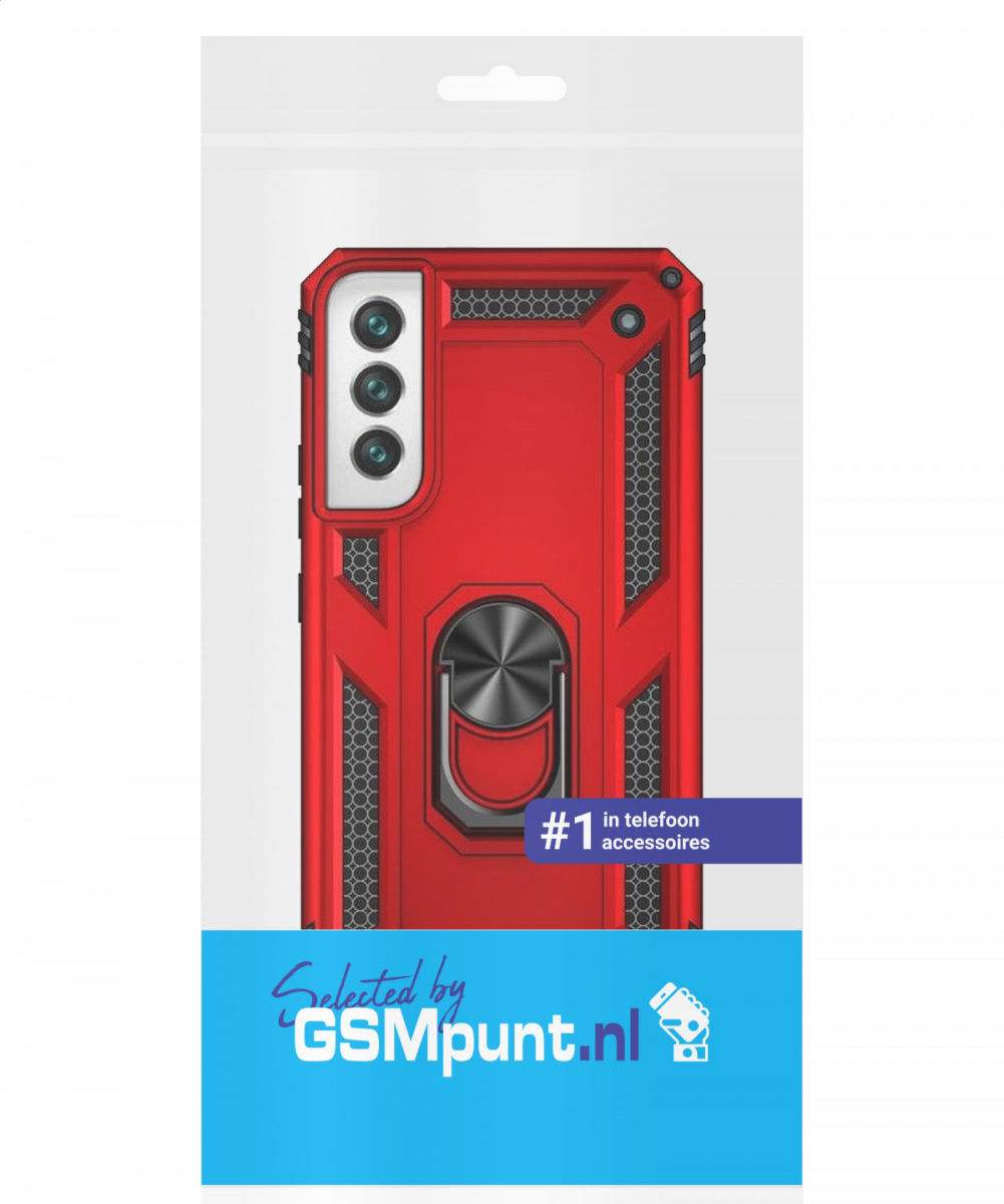 Samsung Galaxy S22 Hoesje Hybride Kickstand Back Cover Rood afbeelding 10
