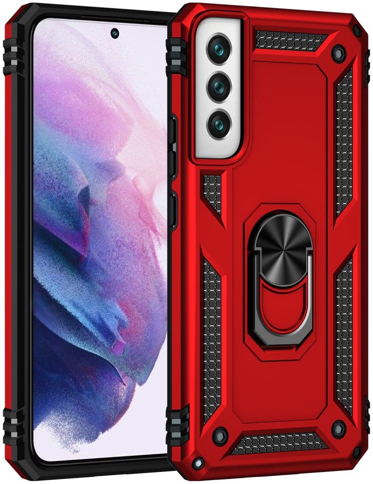 Samsung Galaxy S22 Hoesje Hybride Kickstand Back Cover Rood afbeelding 2