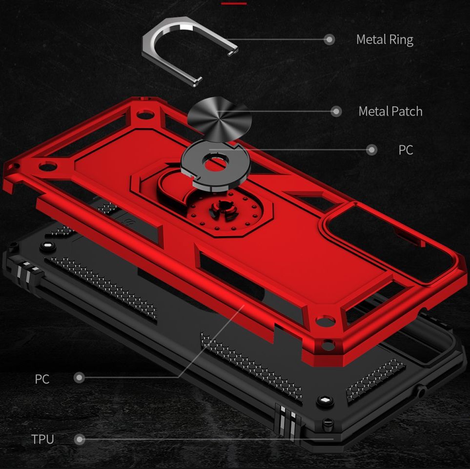 Samsung Galaxy S22 Hoesje Hybride Kickstand Back Cover Rood afbeelding 8