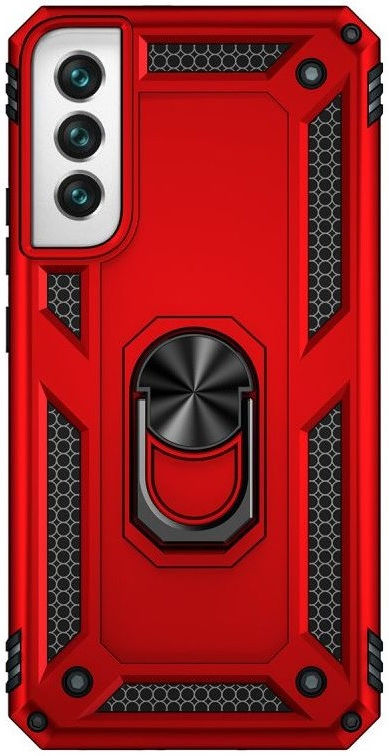 Samsung Galaxy S22 Hoesje Hybride Kickstand Back Cover Rood afbeelding 3