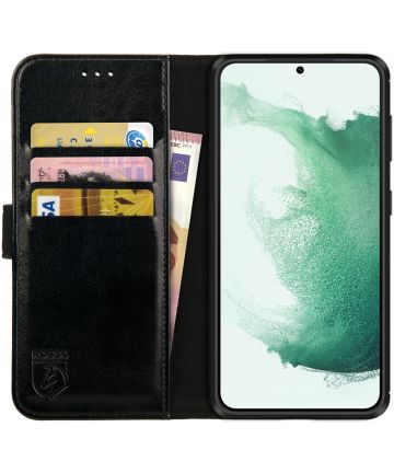 Rosso Element Samsung Galaxy S22 Plus Hoesje Book Cover Wallet Zwart Hoesjes