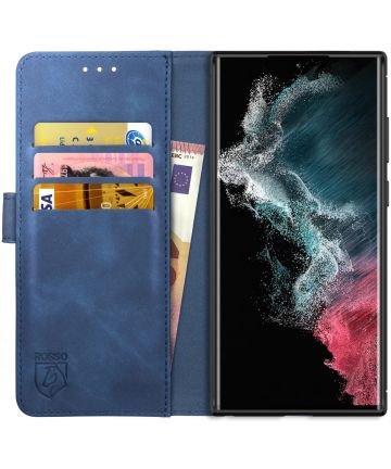 Rosso Element Samsung Galaxy S22 Ultra Hoesje Book Cover Wallet Blauw Hoesjes