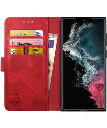 Rosso Element Samsung Galaxy S22 Ultra Hoesje Book Cover Wallet Rood Hoesjes