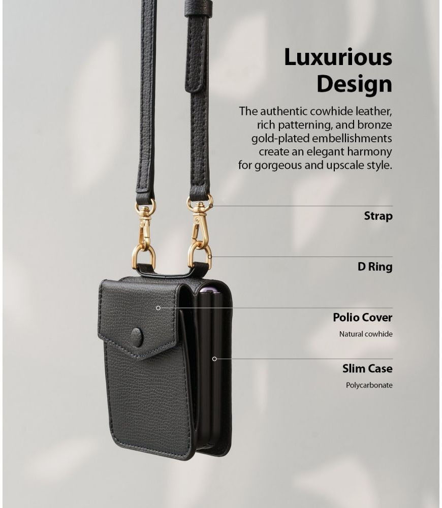 Ringke Folio Signature Samsung Galaxy Z Flip 3 Hoesje met Koord Zwart afbeelding 4