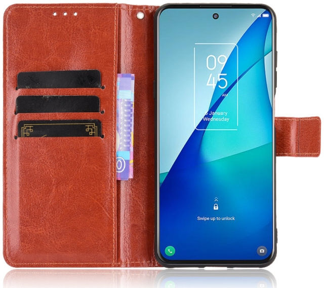 TCL 20 5G Hoesje Portemonnee Book Case Kunstleer Bruin afbeelding 1