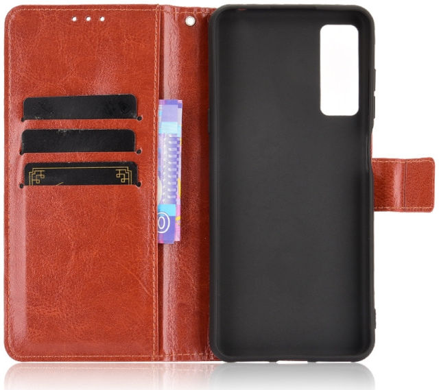 TCL 20 5G Hoesje Portemonnee Book Case Kunstleer Bruin afbeelding 4