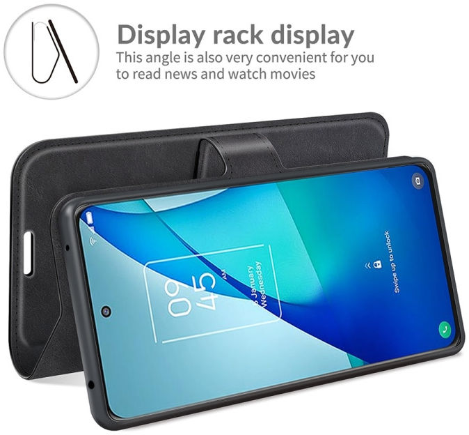 TCL 20 5G Hoesje Wallet Book Case Kunstleer Zwart afbeelding 5