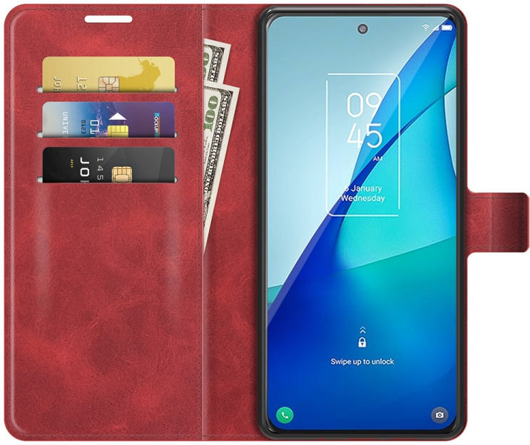 TCL 20 5G Hoesje Wallet Book Case Kunstleer Rood afbeelding 1