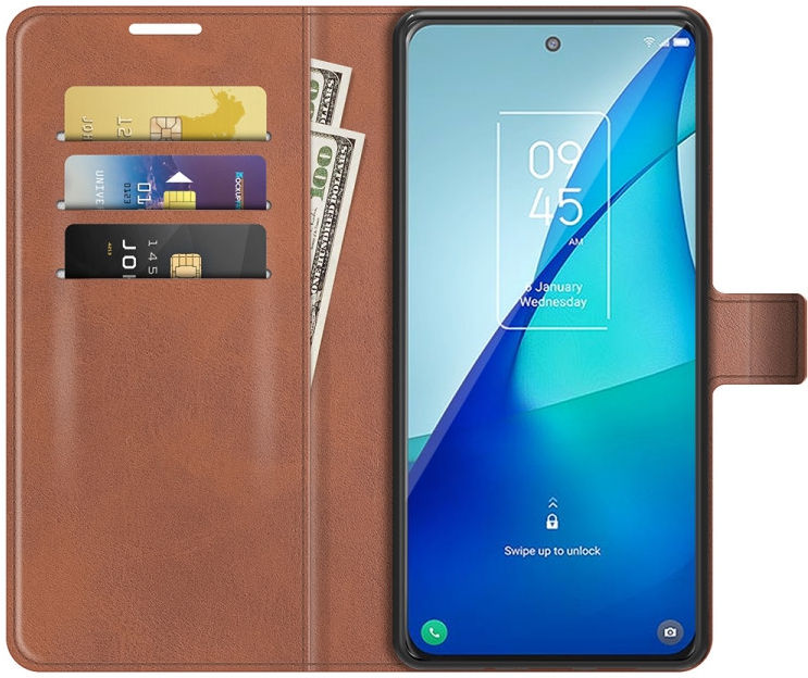 TCL 20 5G Hoesje Wallet Book Case Kunstleer Bruin afbeelding 1
