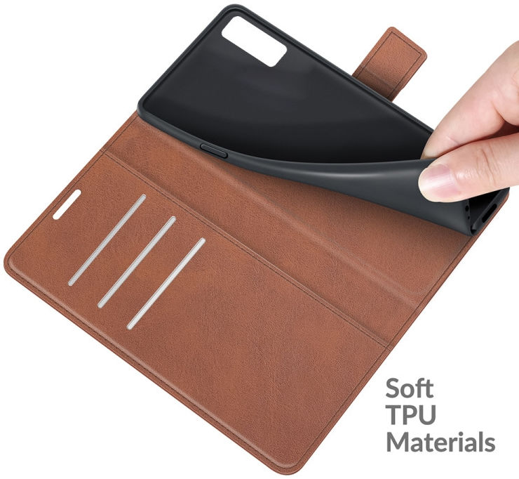 TCL 20 5G Hoesje Wallet Book Case Kunstleer Bruin afbeelding 4